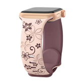 Curea Ceas Apple Watch Silicon Flowers Pink/Violet Anca's Store